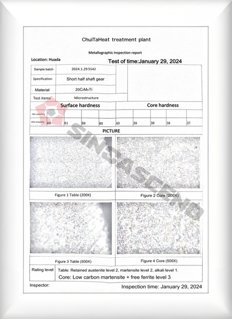 Heavy duty truck parts quality certificate